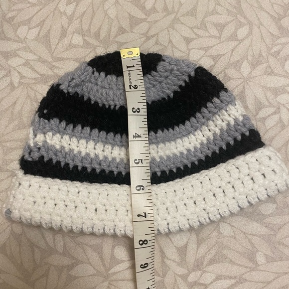 New Hand-crocheted Striped Beanie - Picture 3 of 4